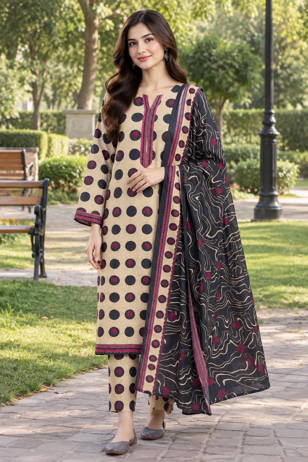 Printed & Embroidered Winter Khaddar 3-Piece Suit with Printed Dupatta