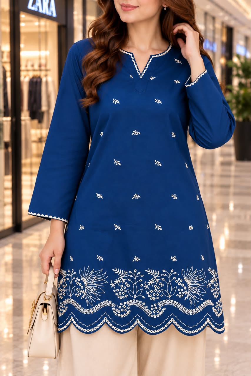 Minimal Embroidered Winter Cotton 2-Piece Co-Ord Set